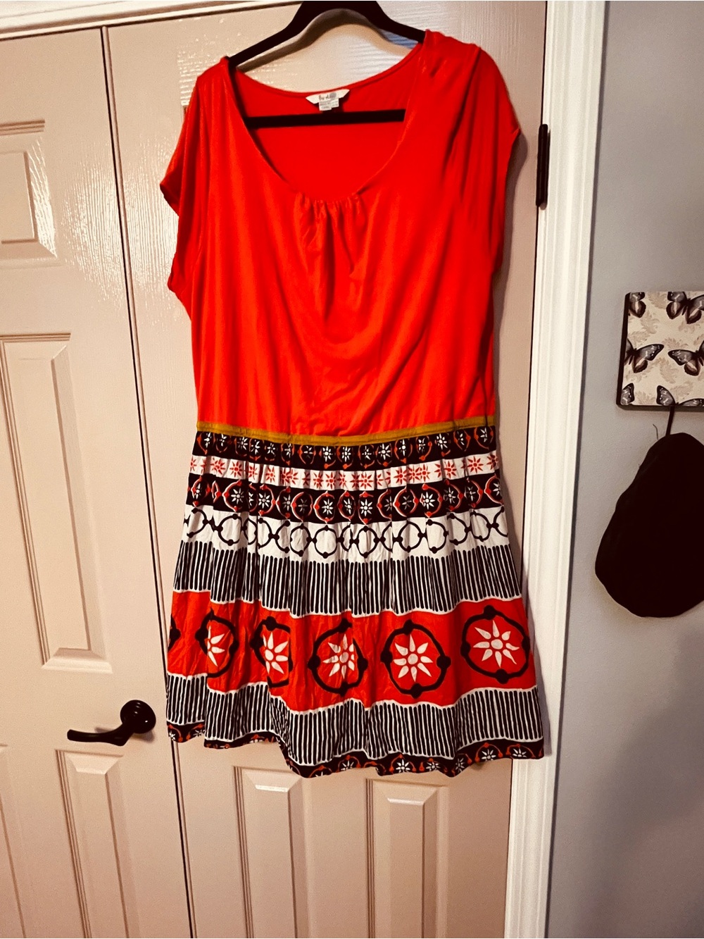 Boden Red Mixed-Print Short-Sleeve Dress 16R
